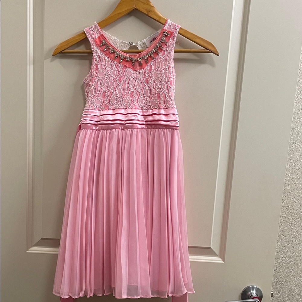 Citron Pink Lace and Chiffon Kids Dress